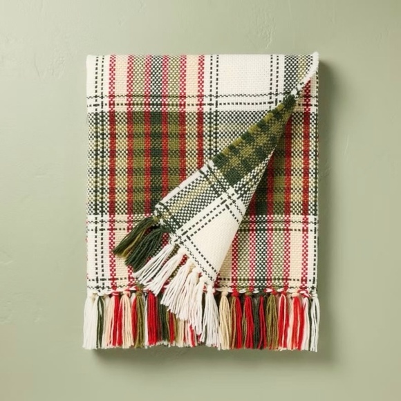 Hearth & Hand Magnolia Chunky Christmas Plaid Woven Throw Blanket - Picture 1 of 12